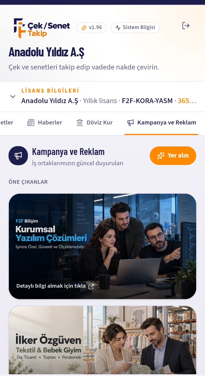 Kampanya ve reklam ekranı